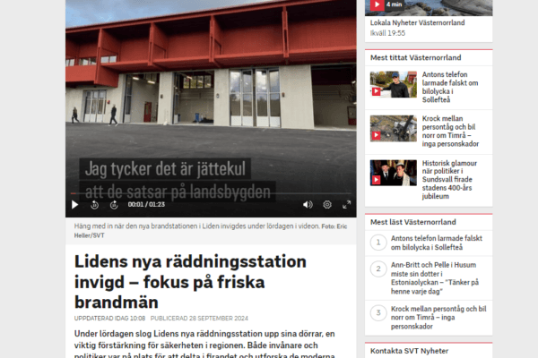 Sveriges finaste deltidsbrandstation invigd!